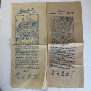 Antique Alice Brooks Embroidery Transfers #6346 & #7209 HTF Lot of 2